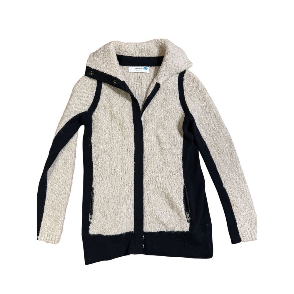 Anthropologie Sparrow Boucle Knit Color‎ Block Wool Blend Sweater Jacket Sz S